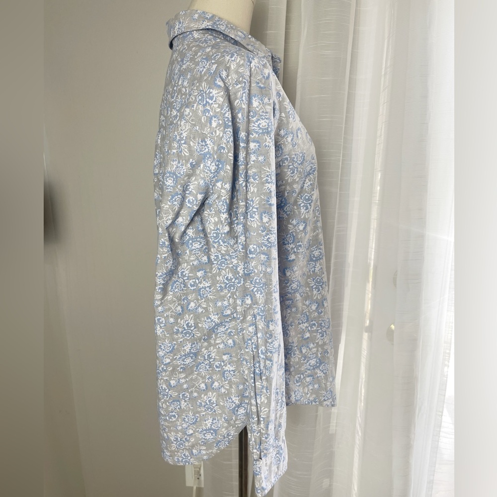 Frank & Eileen Grayson the Hero Blue Floral Button Up Cotton Shirt Size 4 - Picture 3 of 9